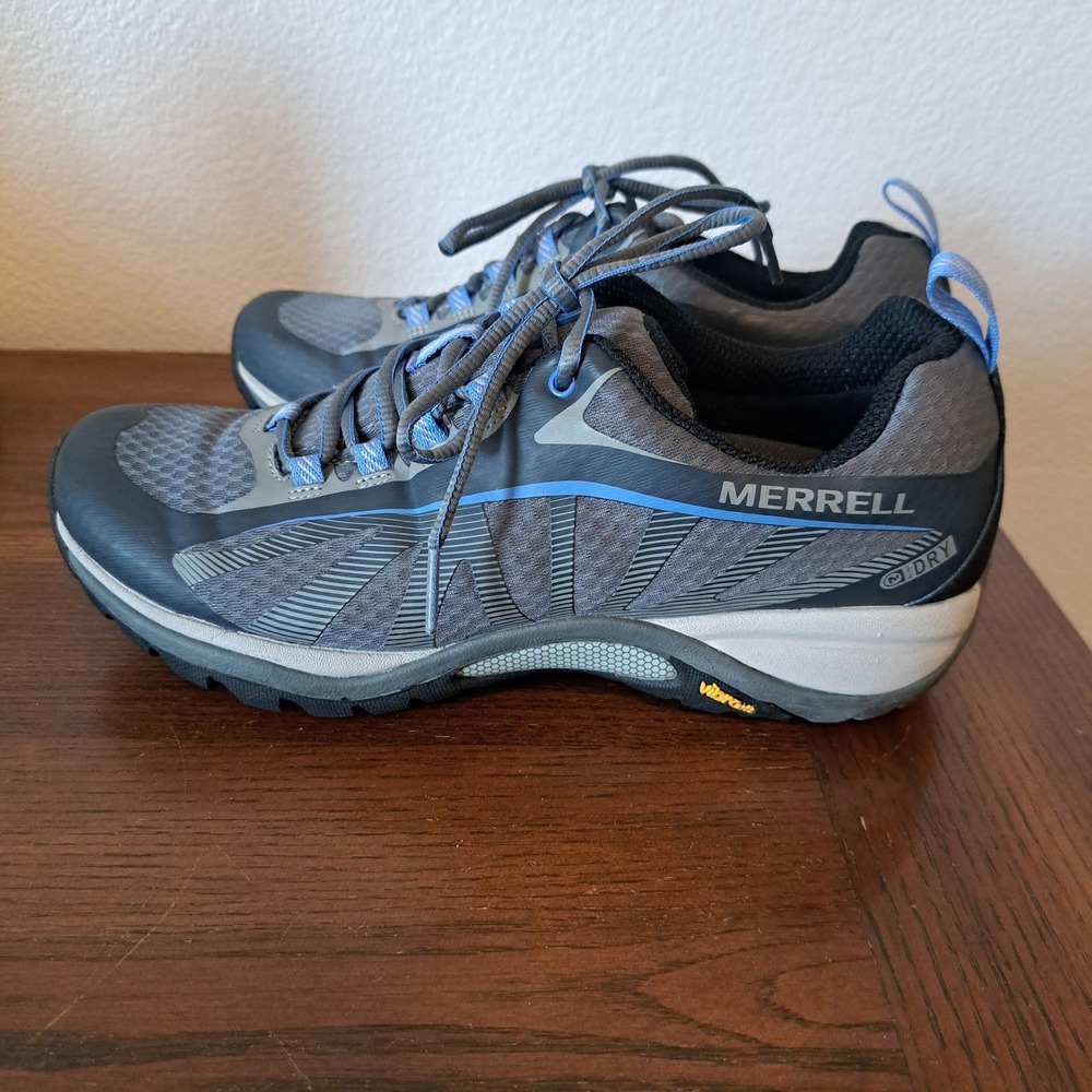 Merrell Siren Edge Q2 Waterproof Hiking Shoes Womens 8.5 Grey Blue J37194